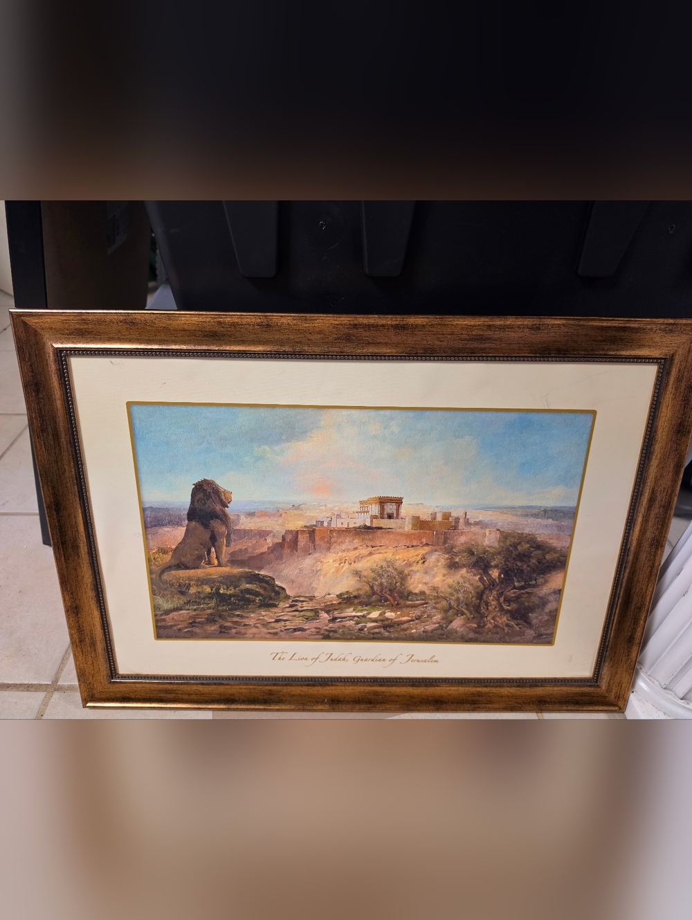 Framed Print - 'The Lion of Judah, Guardian of Jerusalem' - Earth Tones